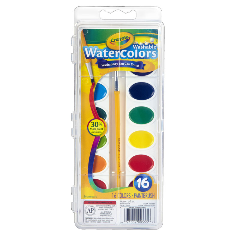 Crayola Washable Watercolor Set 16semi Moist Oval Pans 1 Brush Crayola Washable Watercolor Set 16semi Moist Oval Pans 1 Brush