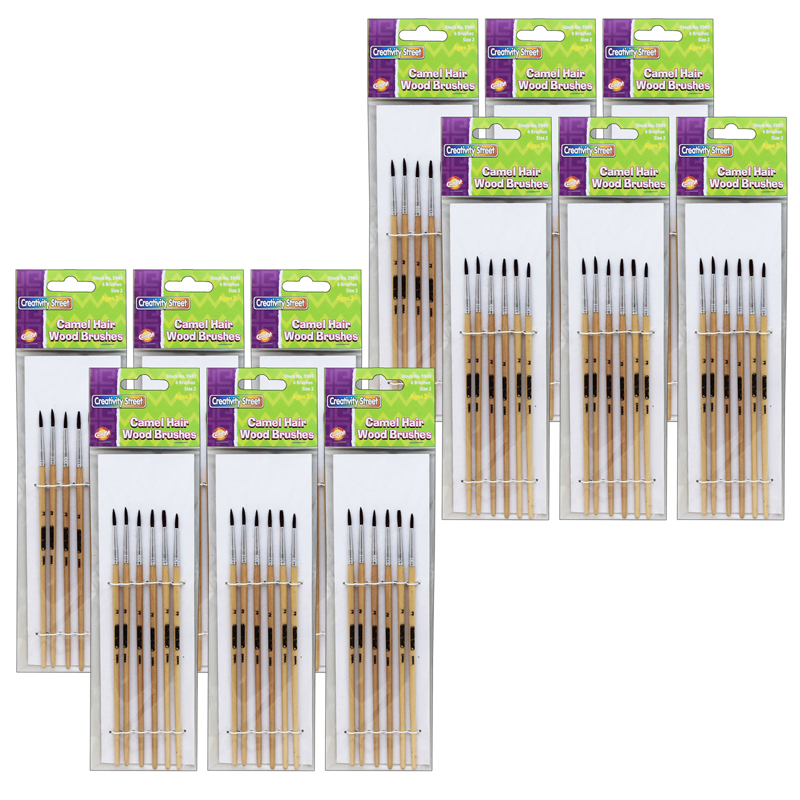 (12 Pk) Tapered Water Color Brushsz 2 7/16 Long 6 Per Pk (12 Pk) Tapered Water Color Brushsz 2 7/16 Long 6 Per Pk