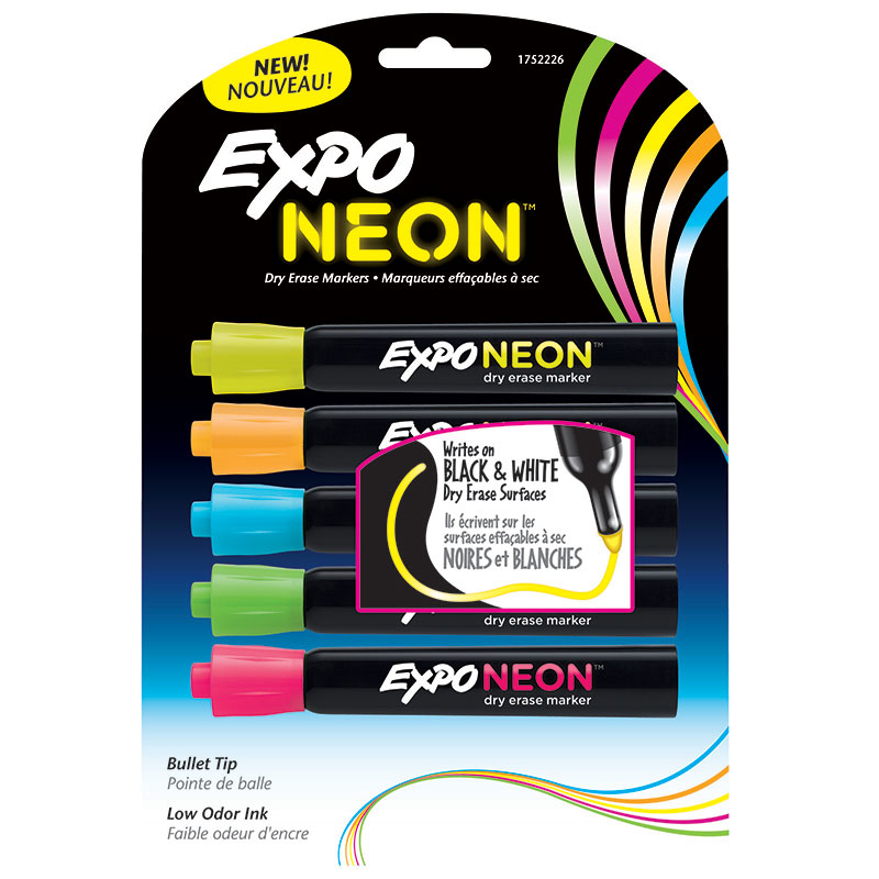 (2 Pk) Expo Neon Bullet 5 Per Pkpnk Org Yel Grn Blu Carded (2 Pk) Expo Neon Bullet 5 Per Pkpnk Org Yel Grn Blu Carded